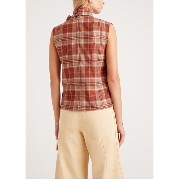goop Fall Plaid Bow Blouse Size 10 New - Picture 5 of 7